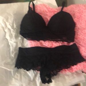 Black lace bra and underwear